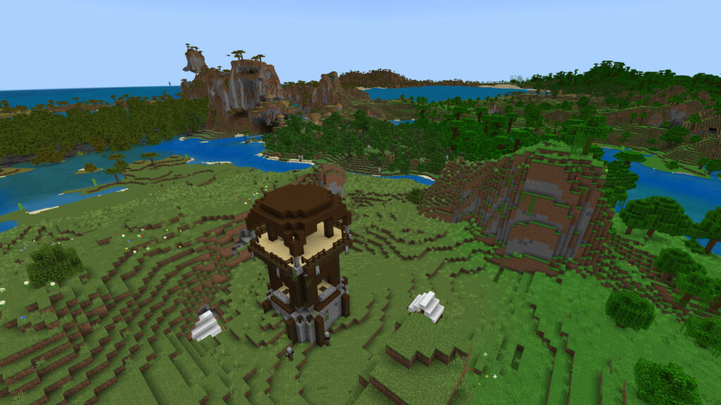 Spawn location map of Minecraft Seed With Village And Temple showing village and jungle temple