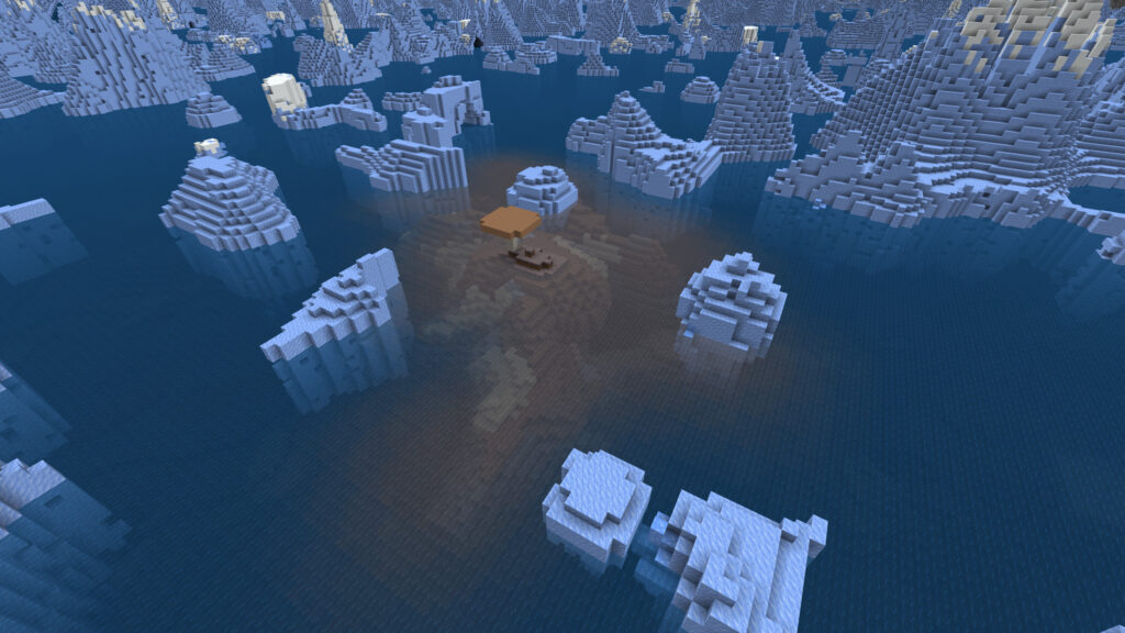 Single brown mushroom in Ice Spikes biome Crazy Ocean Seeds 2026