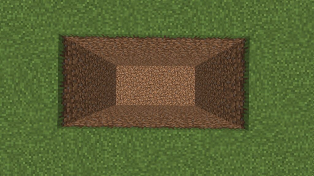⛏️ Digging the foundation hole for a Minecraft Automated Castle Gate redstone mechanism