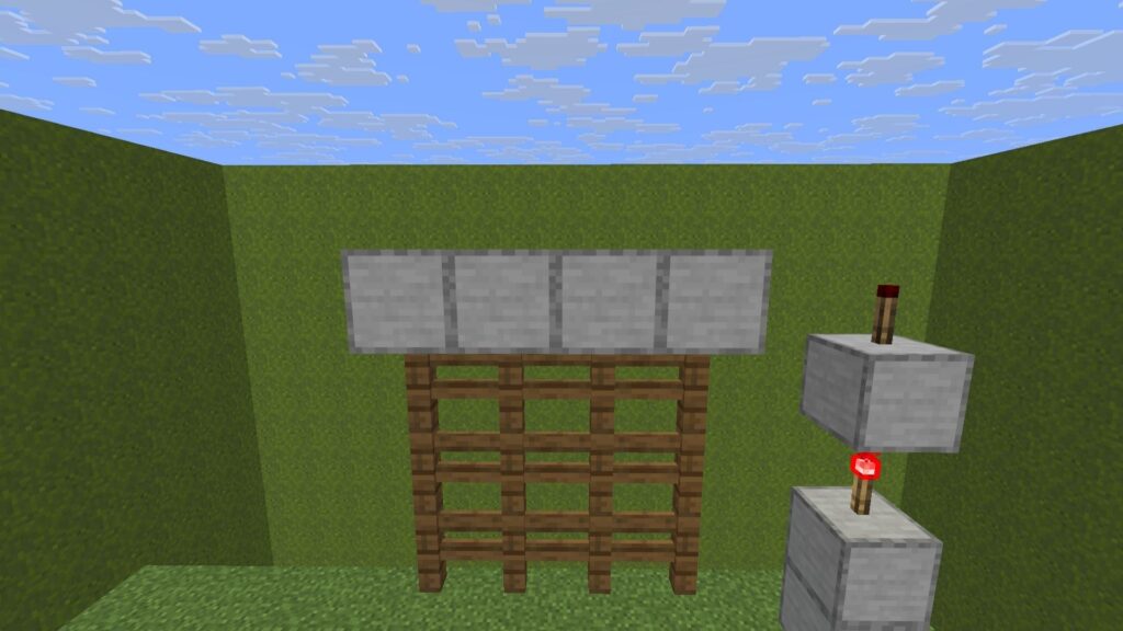 🏰 Top smooth stone layer installed above the Minecraft Automated Castle Gate