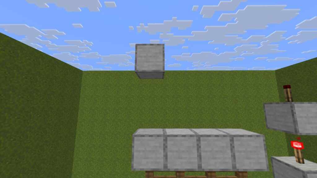 📍 Floating guide block placement for downward pistons in a Minecraft Automated Castle Gate