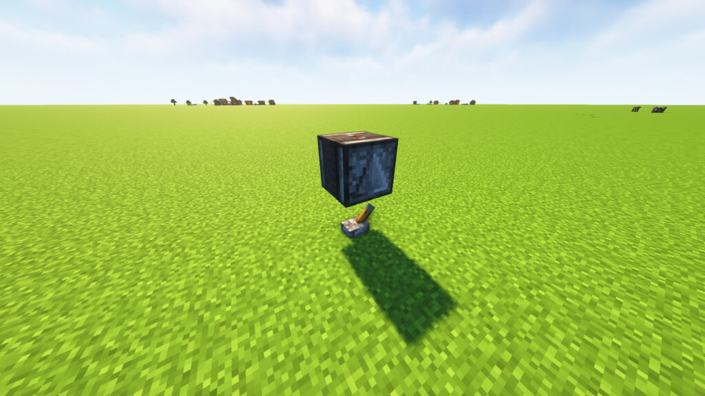 Observer placed above a lever for a simple Minecraft Flying Machine tutorial