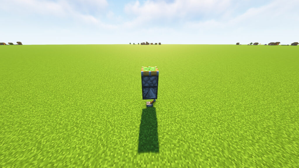 Sticky piston facing upward on top of an observer in a Minecraft Flying Machine build