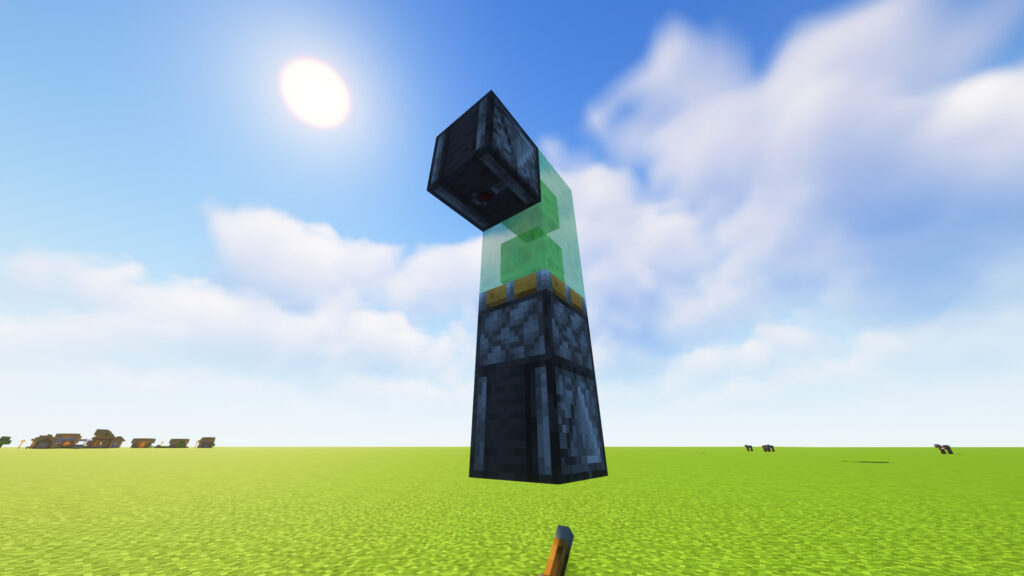 Two slime blocks attached to a sticky piston in a Minecraft Flying Machine