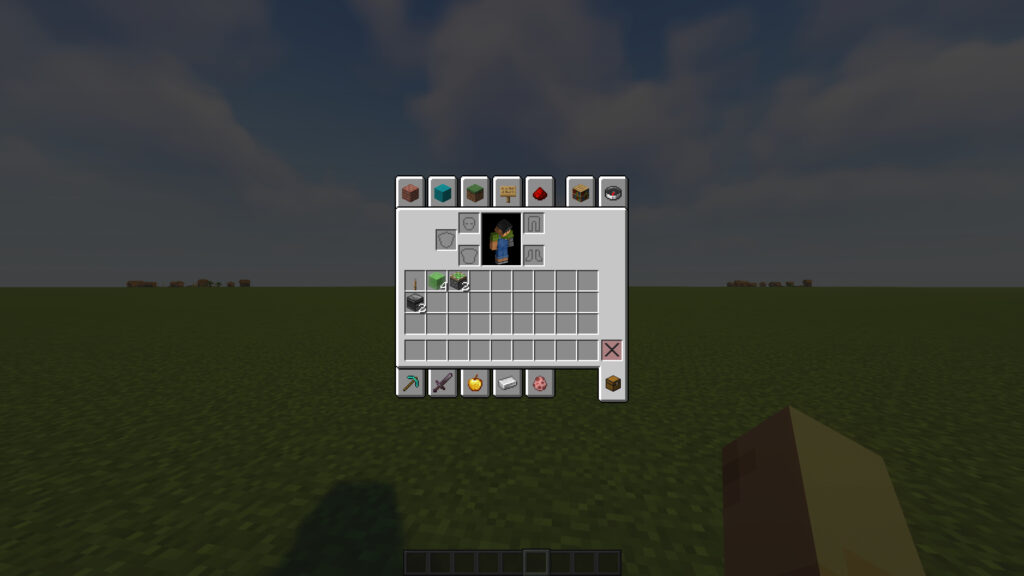 Minecraft Flying Machine materials including slime blocks, sticky pistons, observers, lever, and furnace