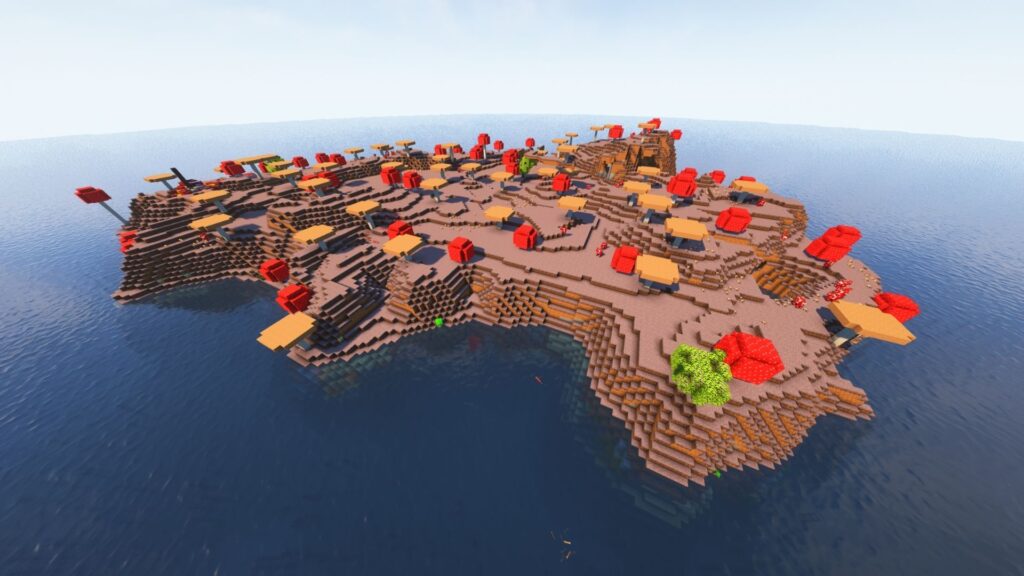 Deserted Island Seed Minecraft featuring Mirage Island surrounded by ocean with lush greenery and peaceful survival landscape