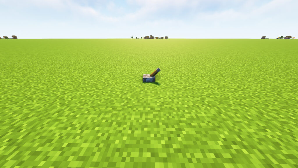 Placing a lever on the ground to start building a Minecraft Flying Machine