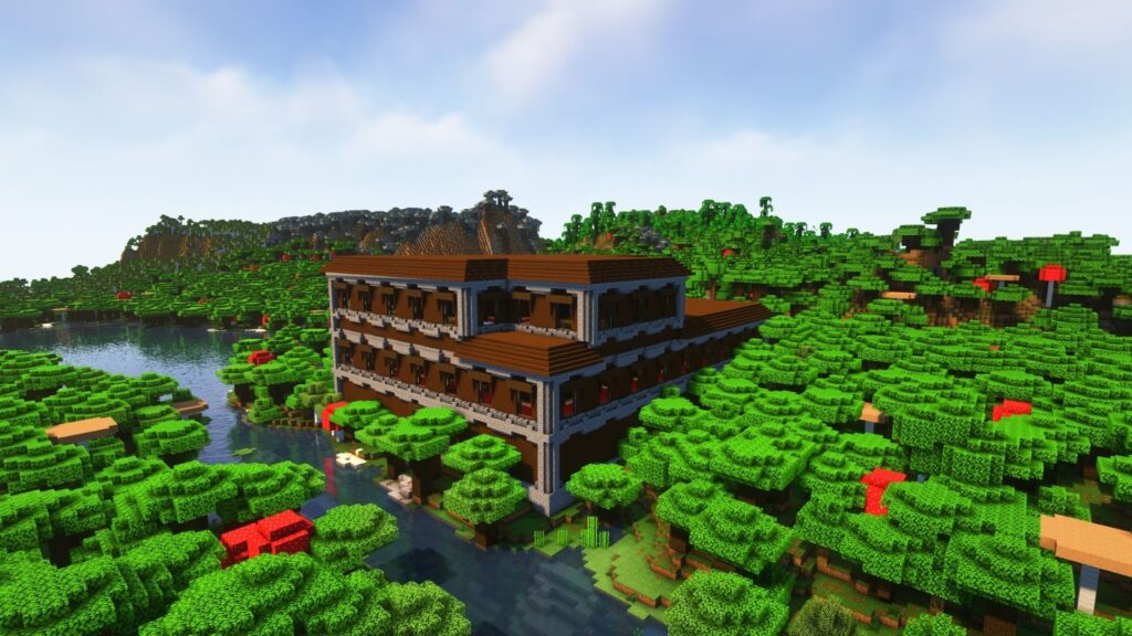 Woodland Mansion near spawn in the Minecraft Trial Chamber Seed for Java Edition